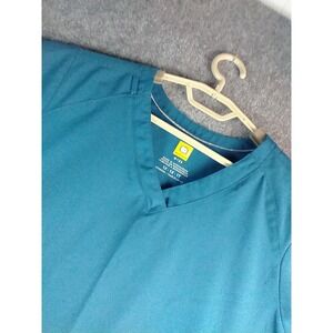 WonderWink W123 Womens Scrub Top Teal Blue V-Neck Plus Size 1X 6155
